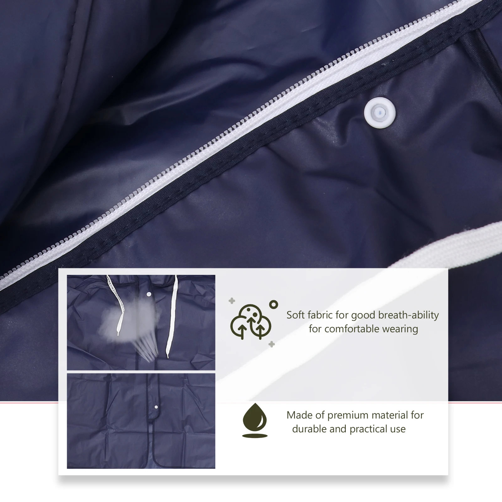 

Reusable Waterproof Raincoat For Adults Lightweight Portable Poncho Outdoor Rainwear With Elastic Cuffs Foldable Raincoat For