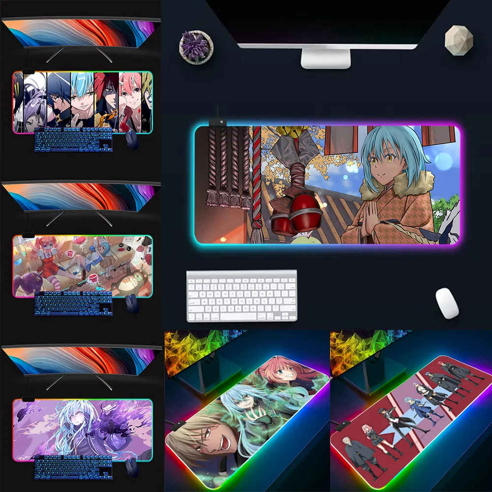 That Time I Got Reincarnated As A Slime RGB Pc Gamer Keyboard Mouse Pad Mousepad LED Glowing Mouse Mats Gaming Computer Mausepad