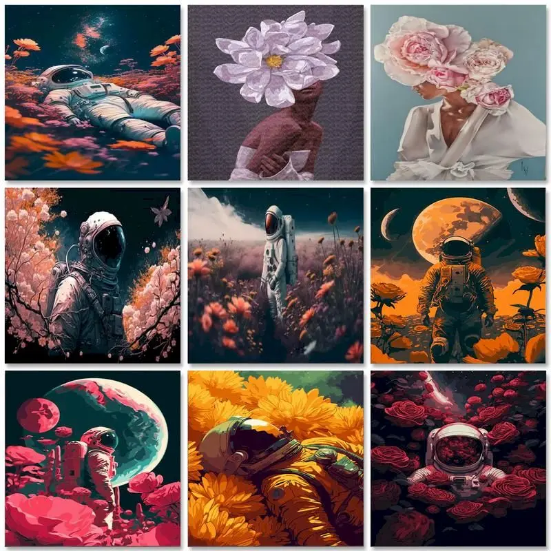 

CHENISTORY Painting By Number Figure Kits Handpainted DIY Picture By Number Flower Drawing On Canvas Home Decoration Gift