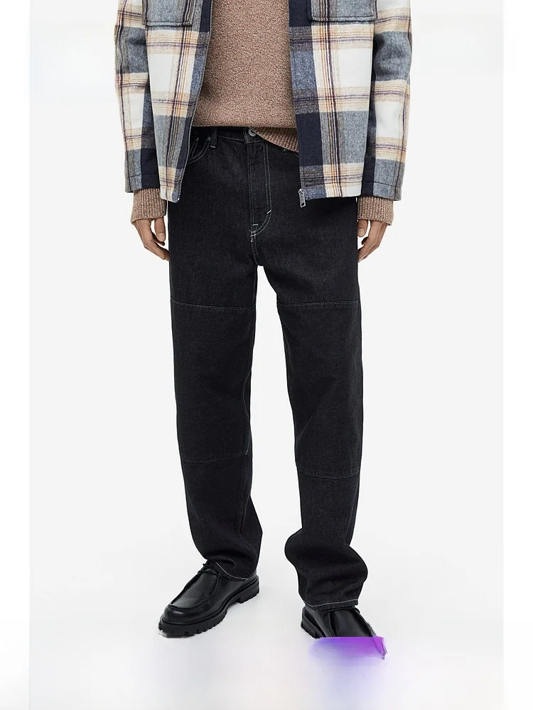

Loose Fit Cotton Denim Jeans Men's Faion 5 ket Sle Trousers Low Waist mid Rise Spring Season H&M Long Pants