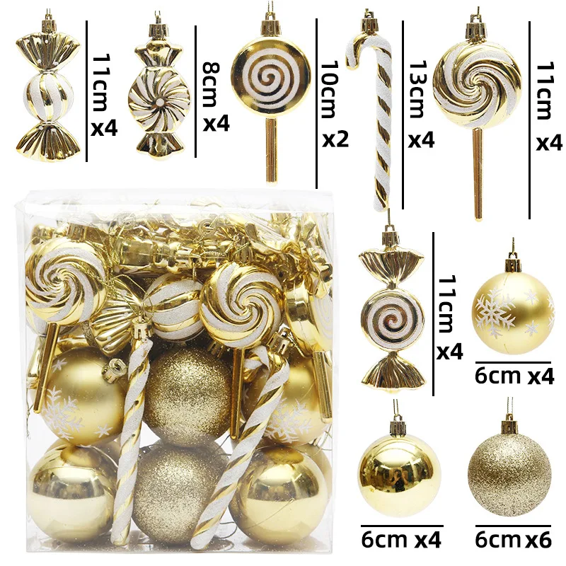 29/36/40pcs Christmas Ball Silver Red Christmas Tree Hanging Pendants Printed Special-shaped Gold Christmas Spheres 2024 New