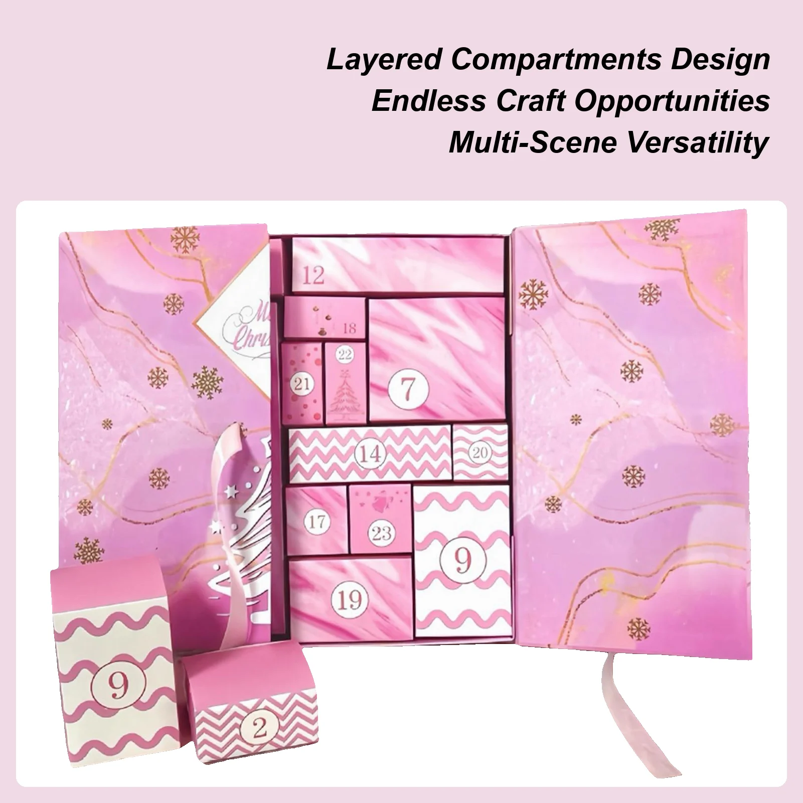 

Christmas Countdown Calendar Box 24-Grid Reusable Christmas Adventure Refillable Holiday Craft Candy Empty Box For Kids Friends