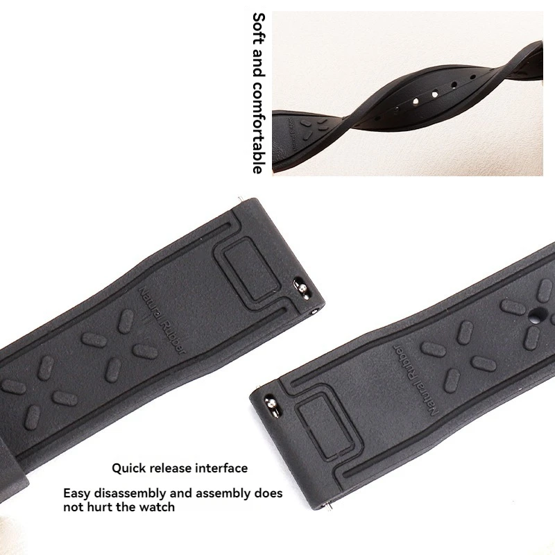 20mm 21mm 22mm Fluororubber Watch Strap for IWC Portuguese Pilots Citizen Oris Tissot Speedy FKM Rubber Strap Men Wristband