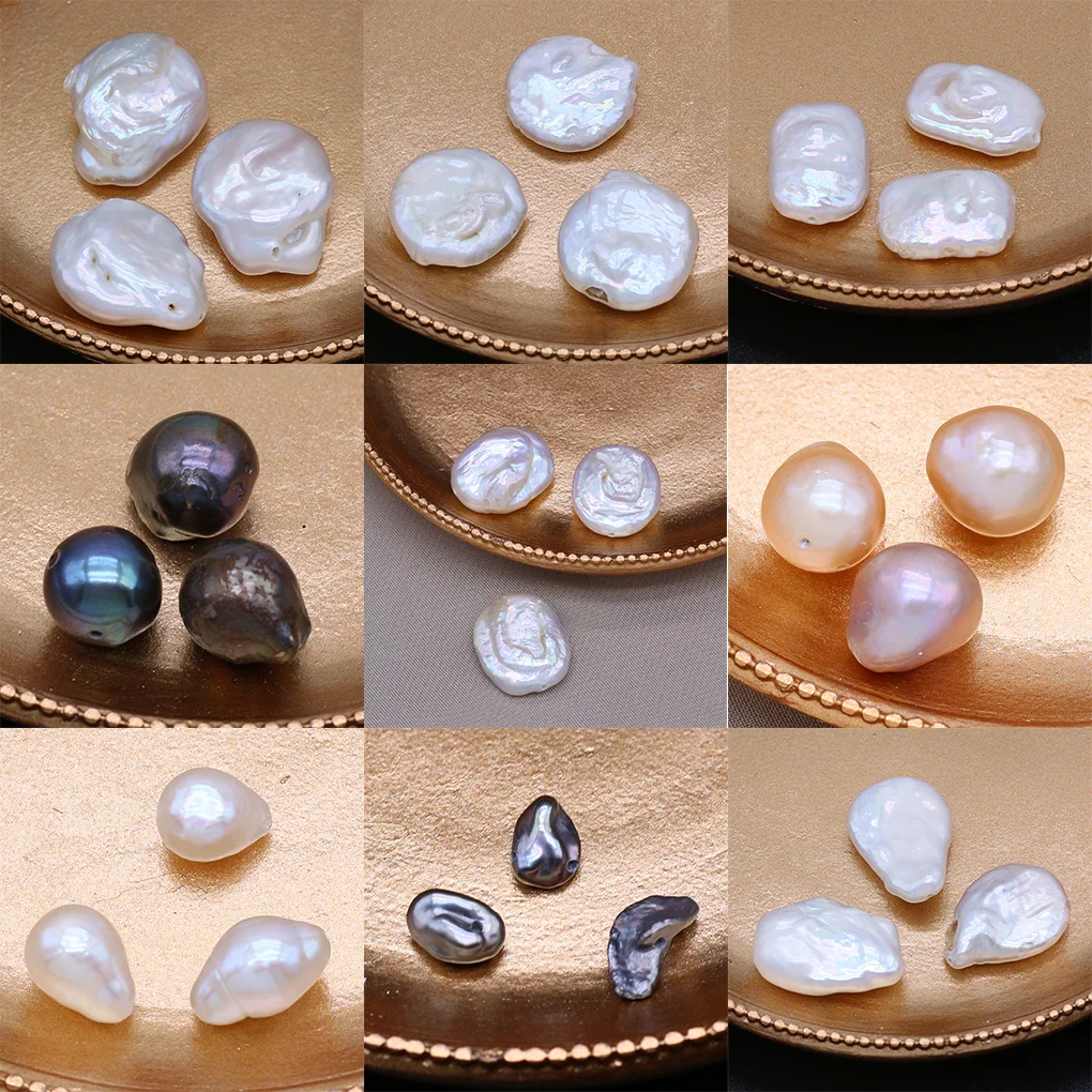 

3 PCS High Quality Baroque Pearl Irregular Round Nacre Shell Beads Jewelry Accessories DIY Necklace Earrings Bracelet Gift