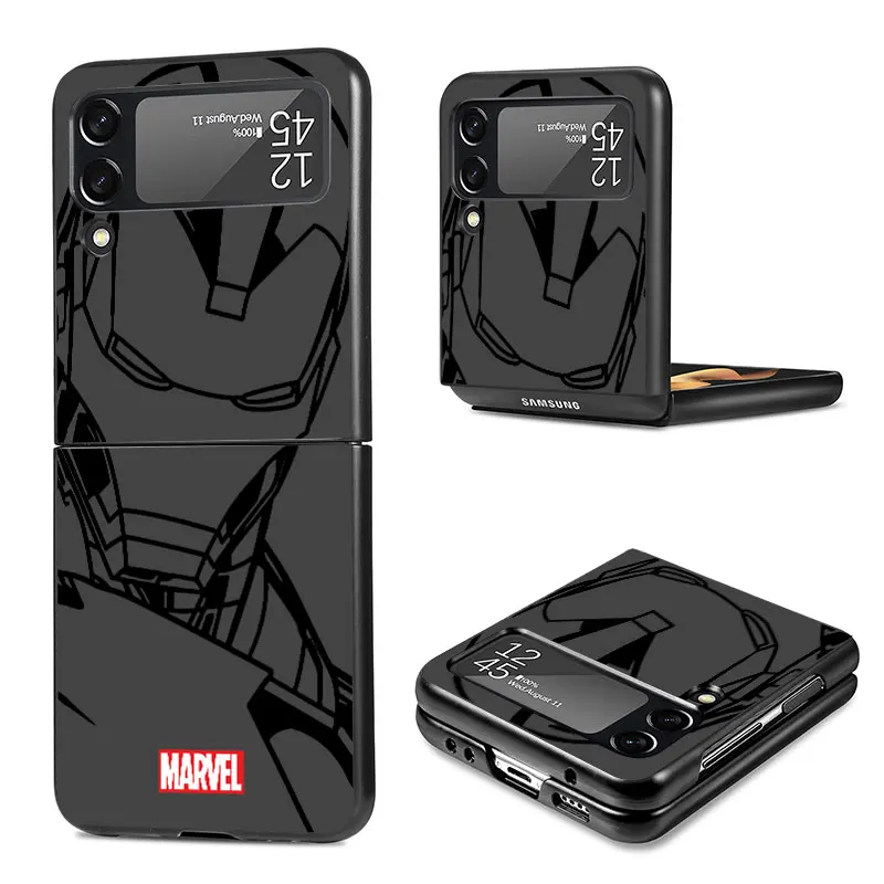 Marvel Spiderman Ironman Cases for Samsung Galaxy ZFlip3 zflip Z Flip 4 5G Z Flip 3 Flip4 Flip3 Shockproof Cover Black Bumper