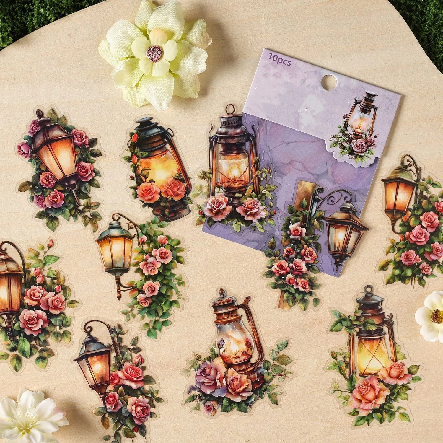 

10 шт., винтажная цветочная лампа, наклейки для скрапбукинга, сделай сам, мусорный журнал, планировщик, наклейка для коллажа, карты, дневник, альбом, декоративные материалы