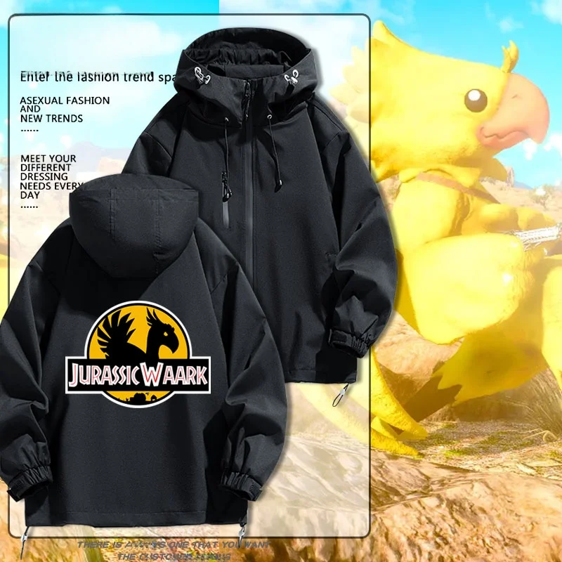 

Final Fsy Game Gold Chocobo Escape Cactus Jaet Мужская и женская верхняя одежда Повседневное свободное пальто из полиэстера с капюшоном на молнии