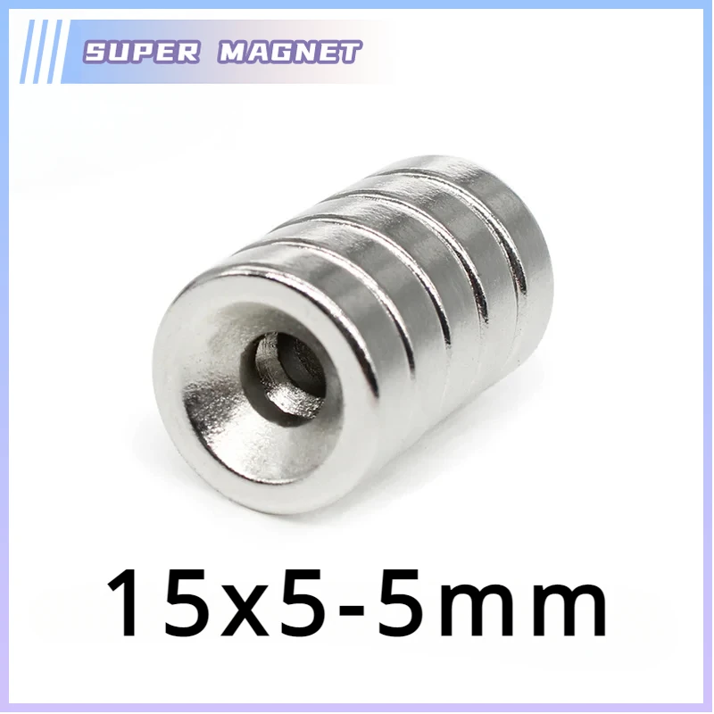 10/20/30/50/70PCS 15x5-5 Disc Search Magnet 15*5 mm Hole 5 mm Round Countersunk Permanent Neodymium Magnet 15x5-5mm N35 15*5-5