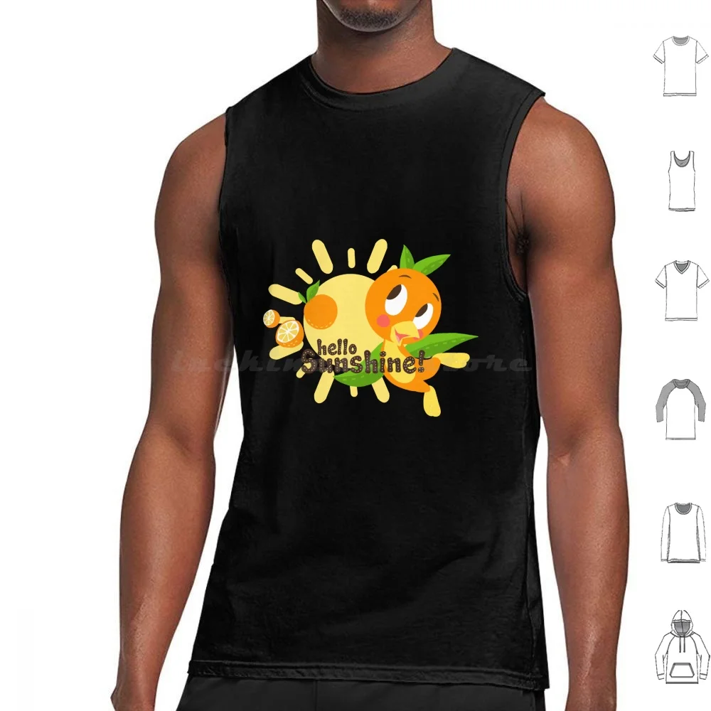 Hello Sunshine!-Orange Bird ( White Background ) Tank Tops Print Cotton Orange Bird Walt World Adventureland Magic