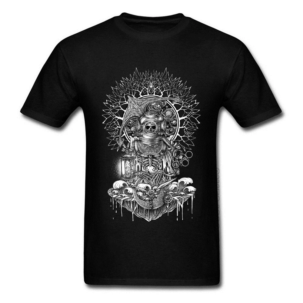 Geek Grephic Men Tops Shirts Big Size Leisure T Shirts Cotton Short Sleeve Birthday Tee-Shirts Devil Skull Shaman Hip Hop Tshirt