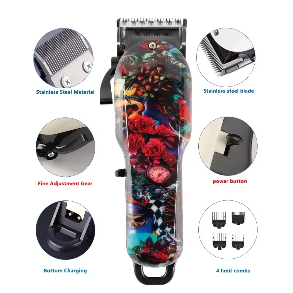 WAIKIL-مقص شعر احترافي للرجال ، أسلوب جرافيتي ، ماكينة تشذيب لاسلكية وقابلة لإعادة الشحن ، تدوم طويلاً ، موضة