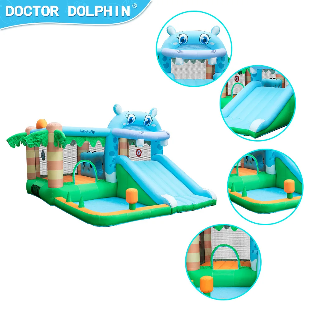 Doctor Dolphin Inflatable Bounce House With Ball Pit Oxford Material Jumping Castle With Blower Bouncy House Toys For Kids