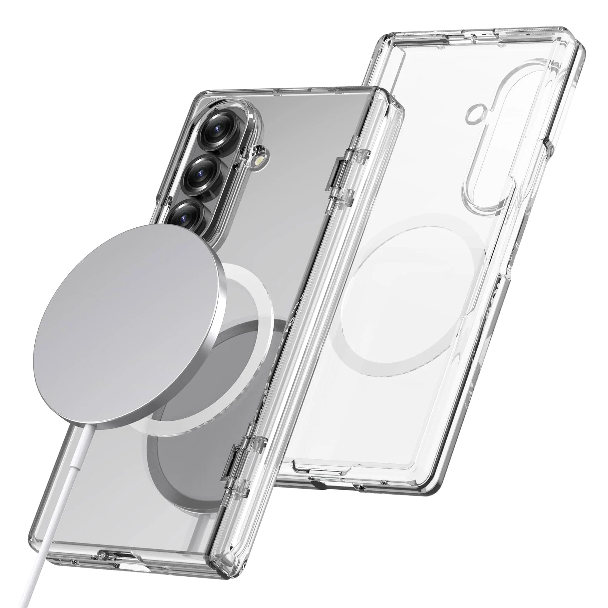 

For Samsung Galaxy Z Fold 7 Magnetic Case, Full Body Shockproof Slim Cover with Built-in Screen Protector and Hinge Protection