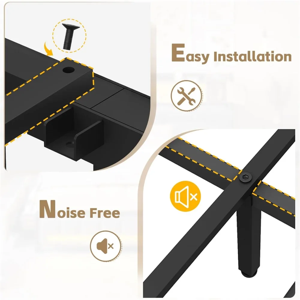 Rangka Tempat Tidur Queen dengan Rak Buku Penyimpanan di Kepala Tempat Tidur & Lampu LED, Rangka Tempat Tidur Berlapis Ukuran Queen dengan Stasiun Pengisian Daya USB, Berat