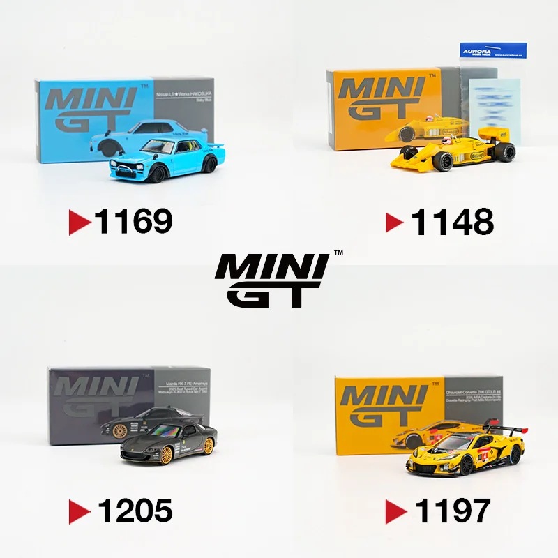 MINIGT 1/64 Chevrolet Corvette Z06 GT3.R #4 Mazda RX-7 RE-Amemiya Matsukiyo KOKU 3 Alloy Diecast Car Model Collection