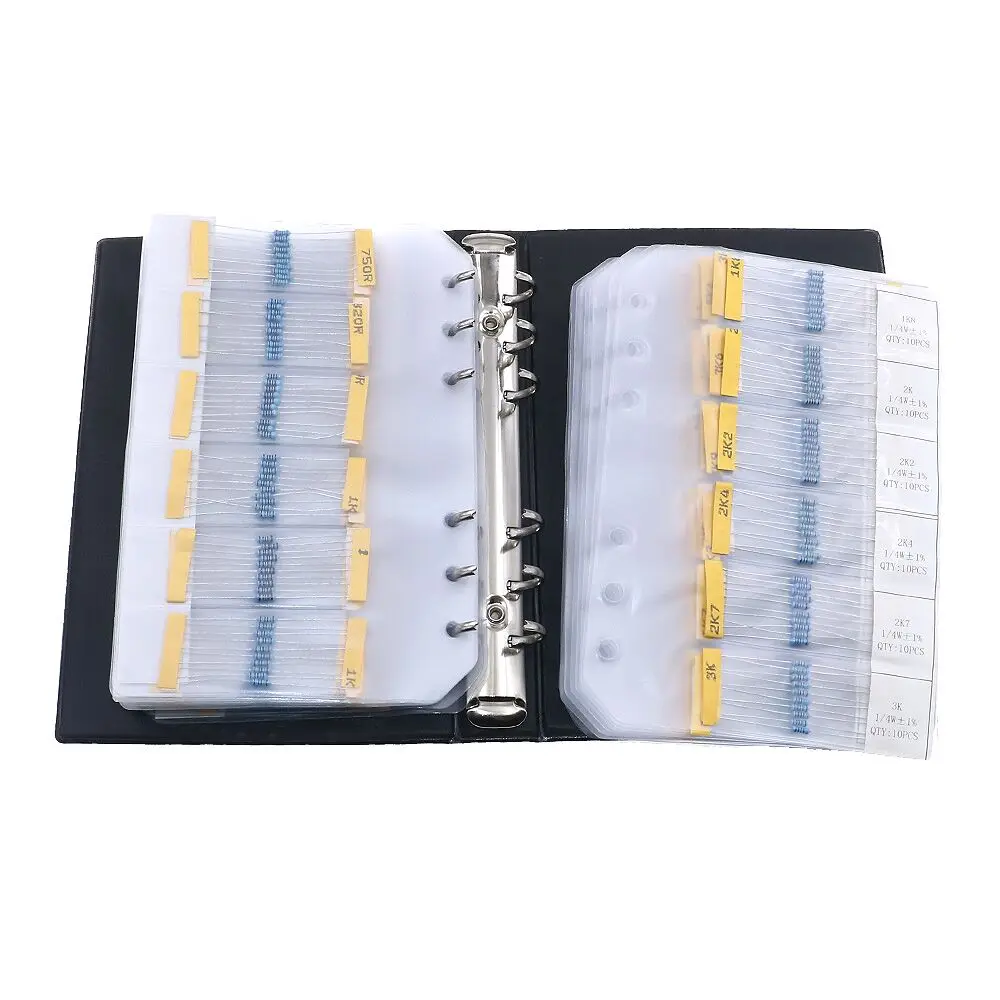 500pcs 50Value 1% 1/2W Metal Film Resistors Sample Book 0.5W 1.2R-1M DIY MIX Resistor Assorted kit