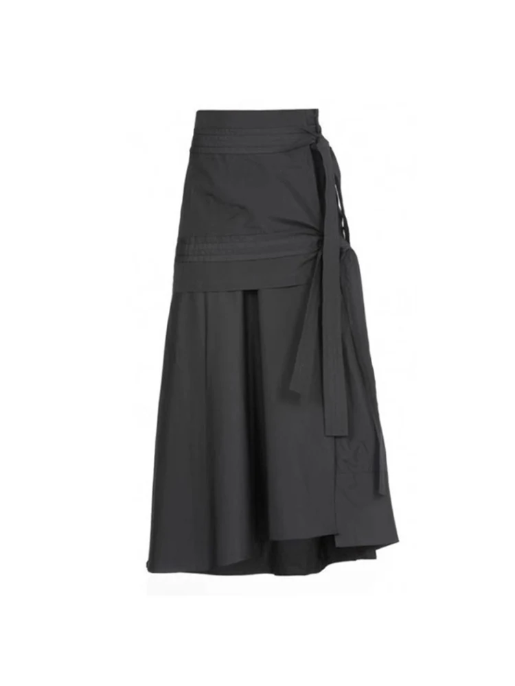 

Slimming High Waist Midi Skirt for plus Size Women Ele Tie Design Korean Sle A-Line Skirt Summer New Arrival