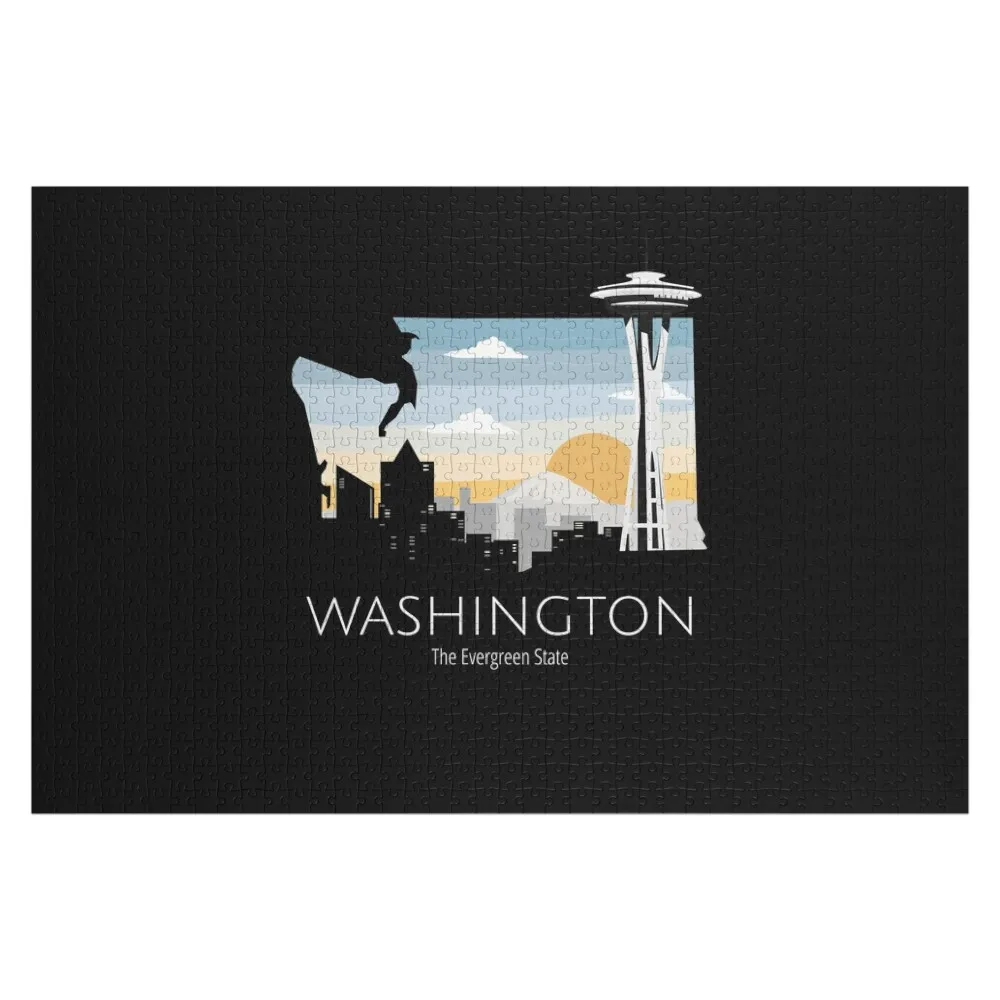 Washington Proud State Motto The Evergreen State print Jigsaw Puzzle Personalized Wood Adults Jigsaw For Kids Puzzle