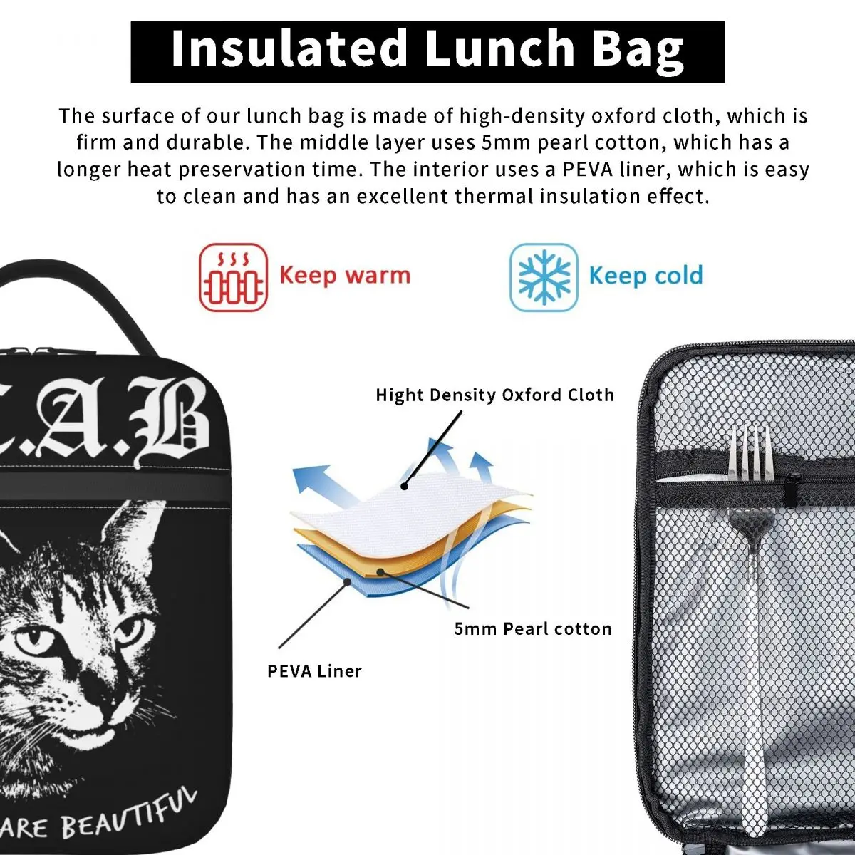 ACAB Slogan Thermal Insulated Lunch Bags Outdoor A C A B Reusable Box for Lunch Cooler Thermal Food Box