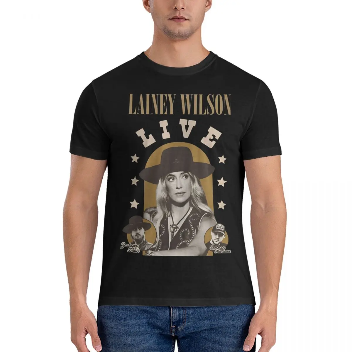 Cool T-Shirt for Men Lainey Wilson Unique 100% Cotton Tee Shirt O Neck Short Sleeve T Shirt New Arrival Tops