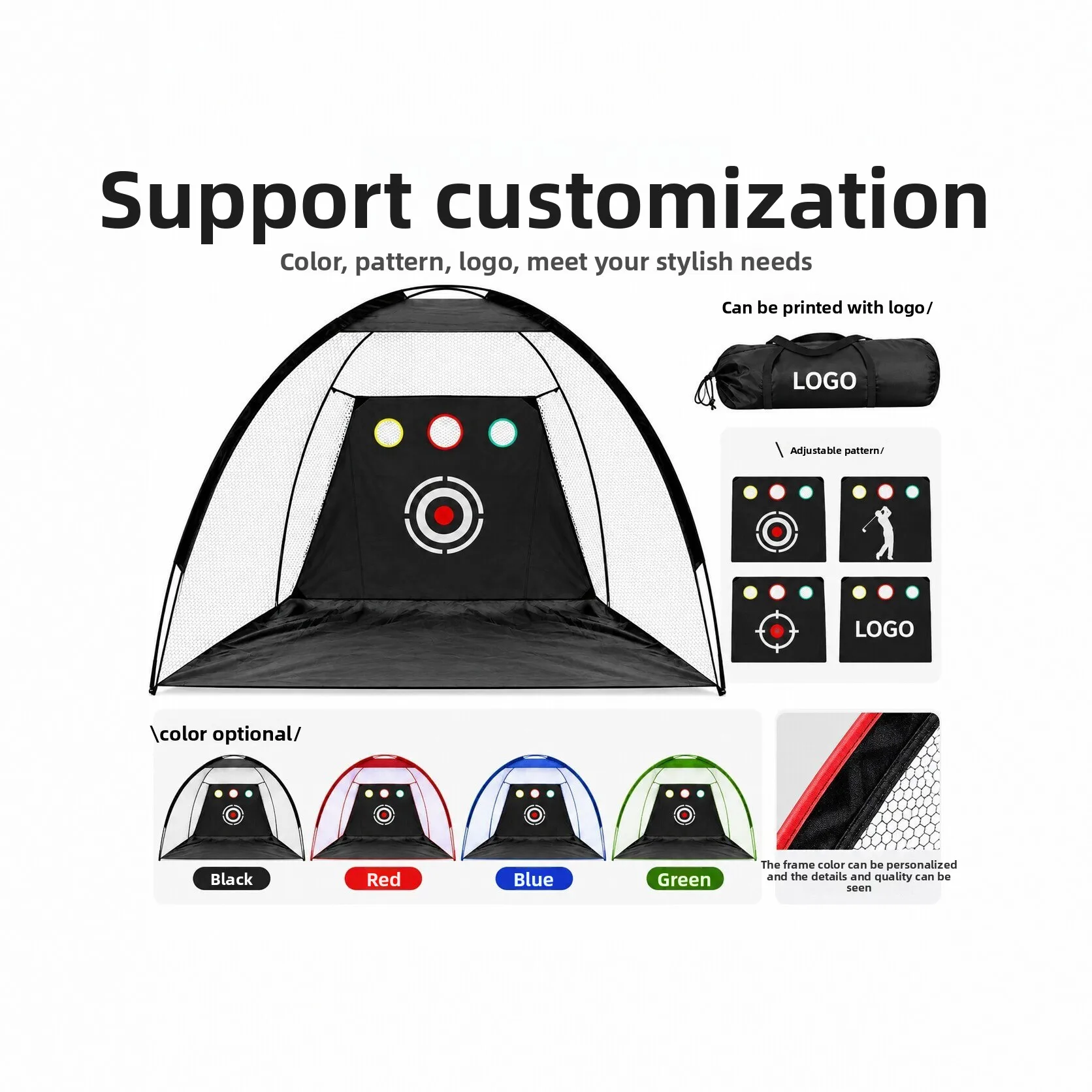 custom Golf practice net Indoor and outdoor swing strike net Portable storage bag Printable LOGO Multi-color net training