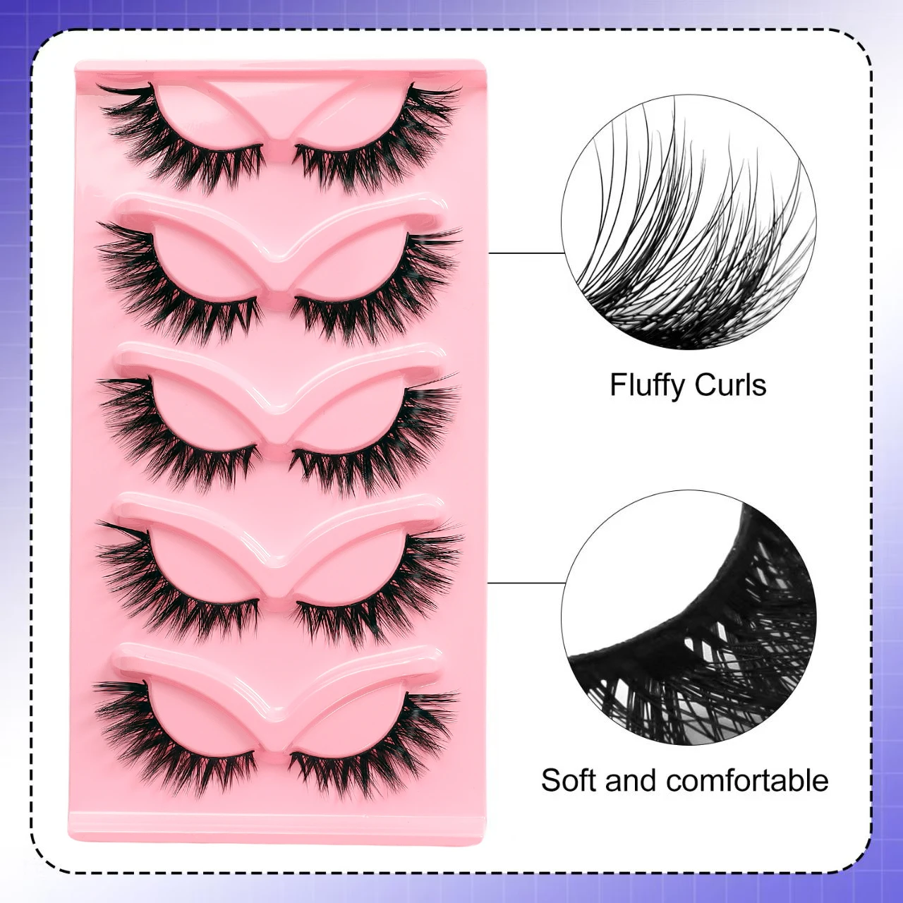 豪華な3Dぬいぐるみキャットアイつけまつげ5組、ふわふわで軽量、再利用可能なまつげを持つ初心者に適しています。