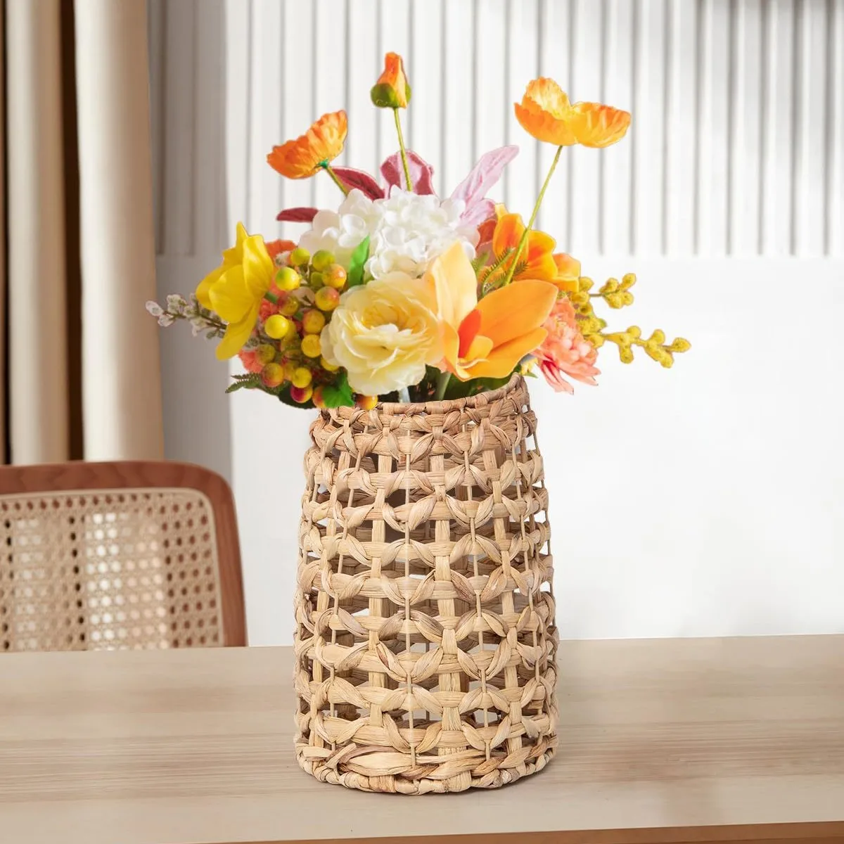 

Handmade Grass Weave Wall Hanging Basket Farmhouse Garden Decoration Flower Plants Basket Vase Wall Hanging Home Decoration