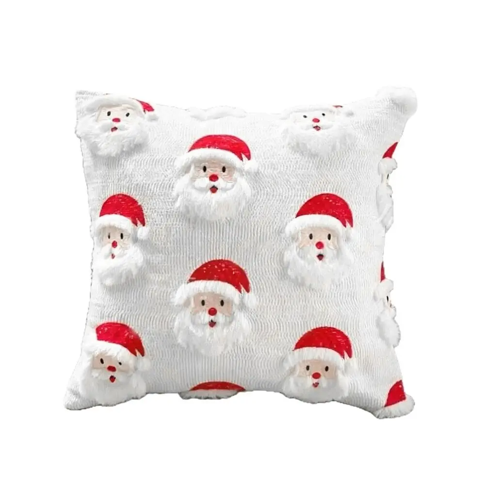 Cute 45×45cm Christmas Throw Pillow Cover 3D Embroidery Removable Pillowcase Soft Santa Claus Pillow Cover Home Decoration