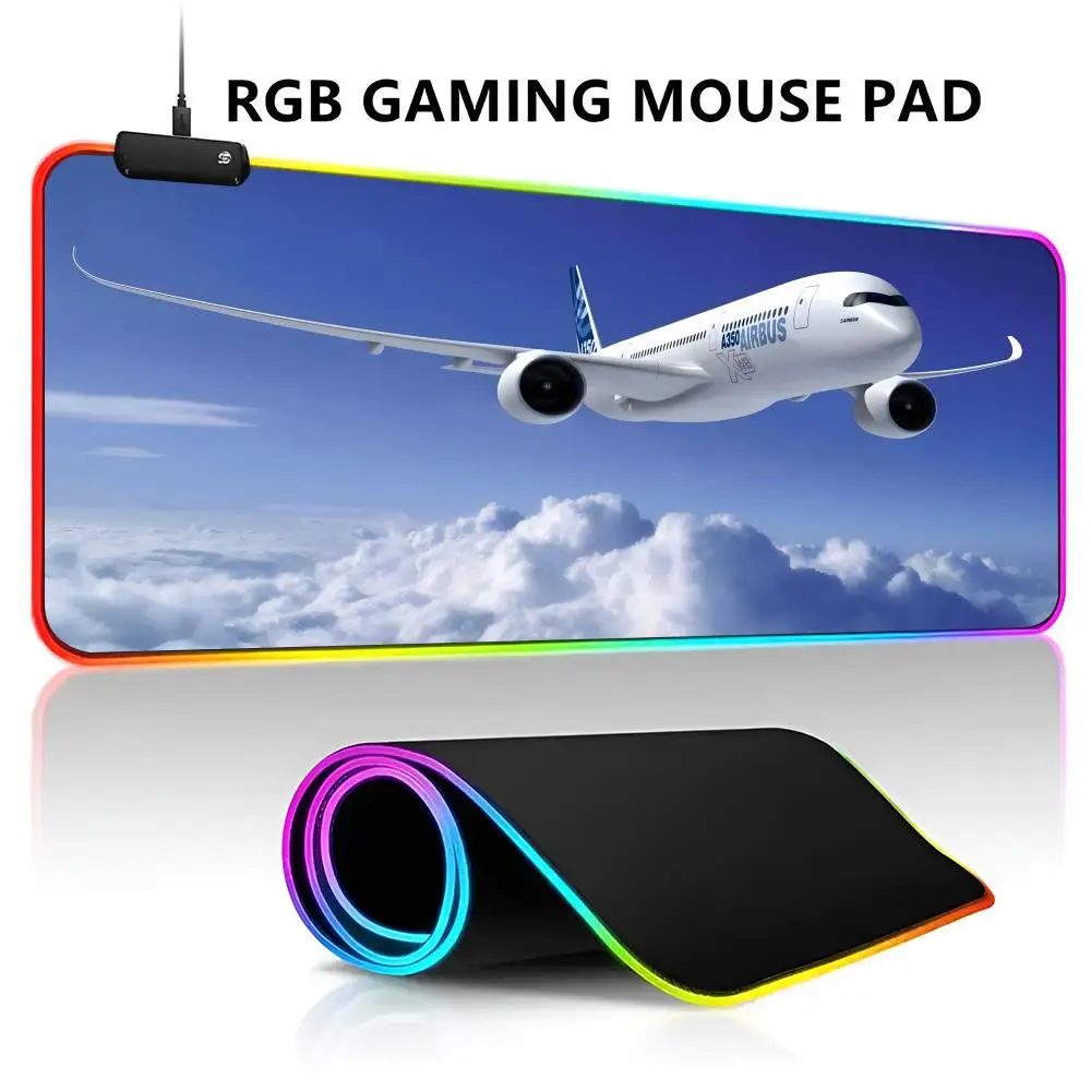 

Airbus logo RGB LED Light Gaming Waterproof Large Gamer Mouse Carpet Big Mause Keyboard Pad PC Desk Play Mat with Backlit