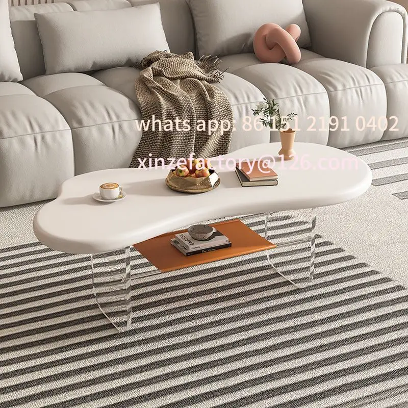 

Customizable Nordic cloud coffee table acrylic simple modern home living room special-shaped table cream wabi sandy wind