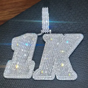 定製冰塊數字單字吊墜項鍊 Icy Baguettecz 字母項鍊 純色背面雷射雕刻 個性化他的生日禮物 10 最佳銷售 客製化項鍊 - №10