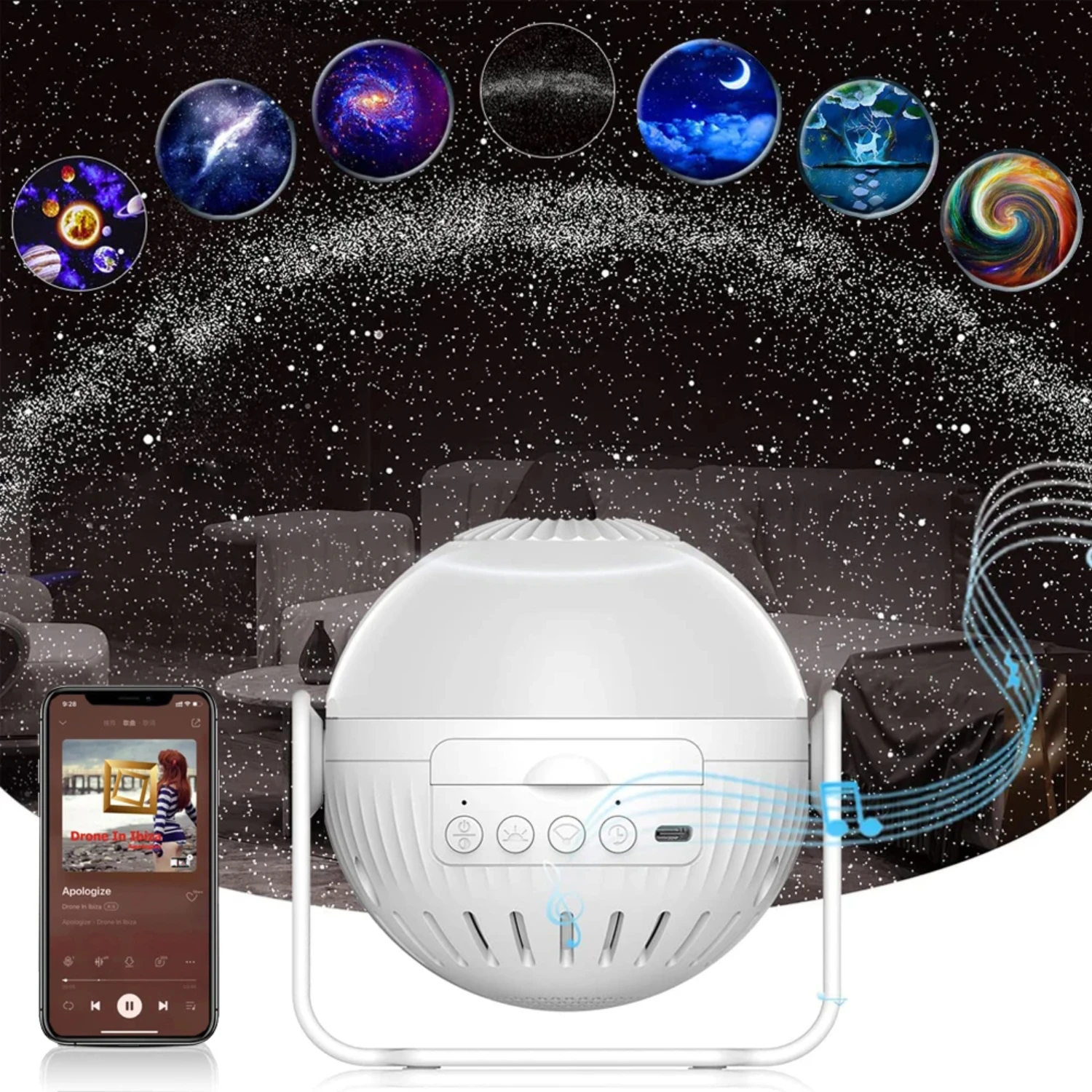 

New Bluetooth Planetarium Projector Star Projector 7 in 1 Constellation Gift, Adjustable Nebulae Display