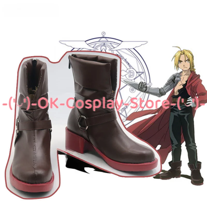 

Anime Fullmetal Alchemist Edward Elric Cosplay Shoes PU Shoes Halloween Carnival Boots Custom Made