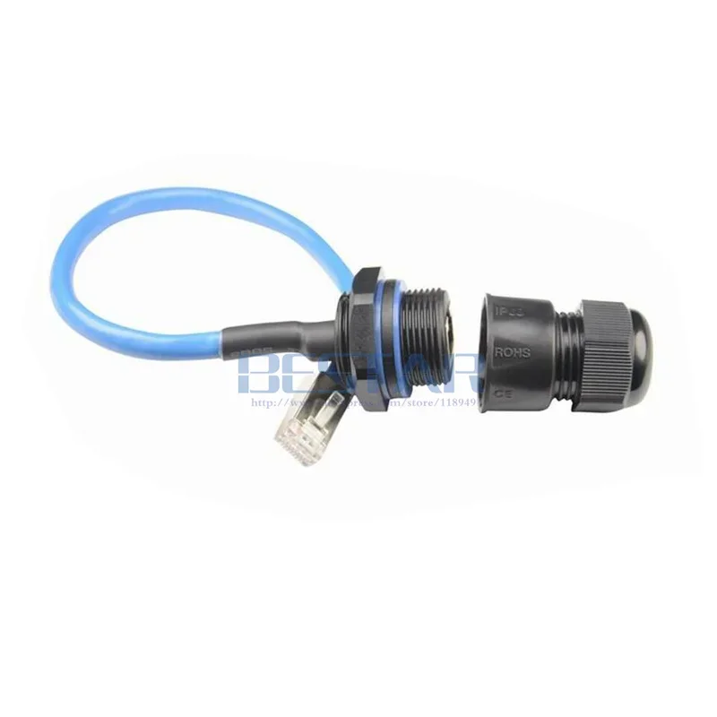 CAT6E conector RJ45 a prueba de agua CAT6 Gigabit Ethernet LAN RJ 45 AP puente de red exterior M25 IP 68 cable de enchufe impermeable 25cm