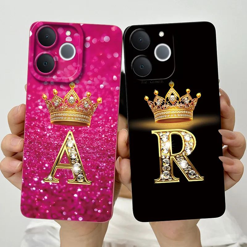 Realme Narzo 80 Lite、Realme Note 70、70T、Note70、Note70T用ケース、クラウンレター、ソフトシリコンバックフォンカバー、保護ケース