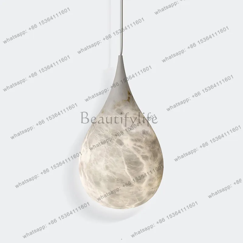 PG-Spanish natural marble water drop bedroom bedside luminous ornament simple art restaurant ornament