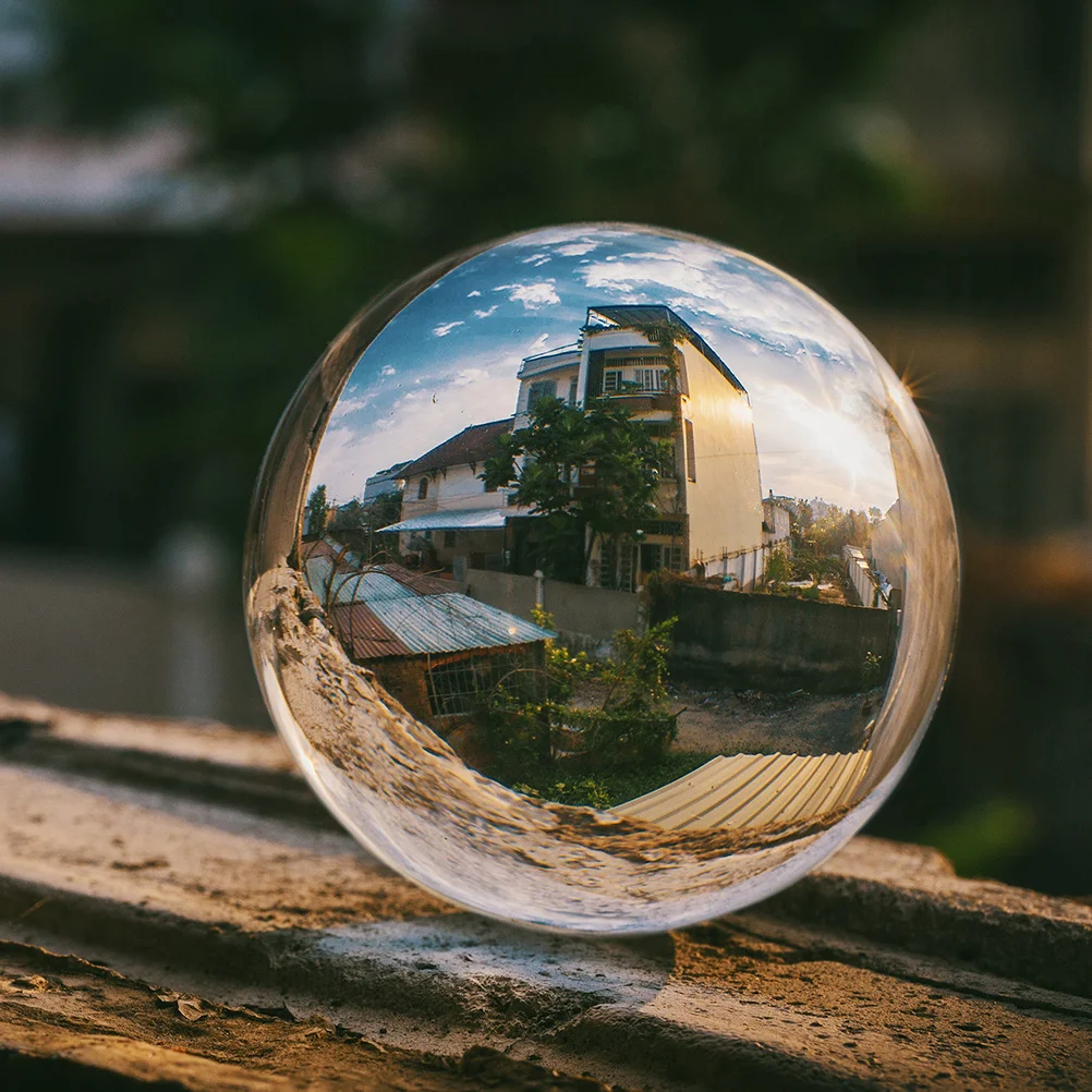 

2Pcs Clear Crystal Glass Sphere Decorative Globe Feng Shui Meditation Photography Prop Glass Ball Home Office Ornament