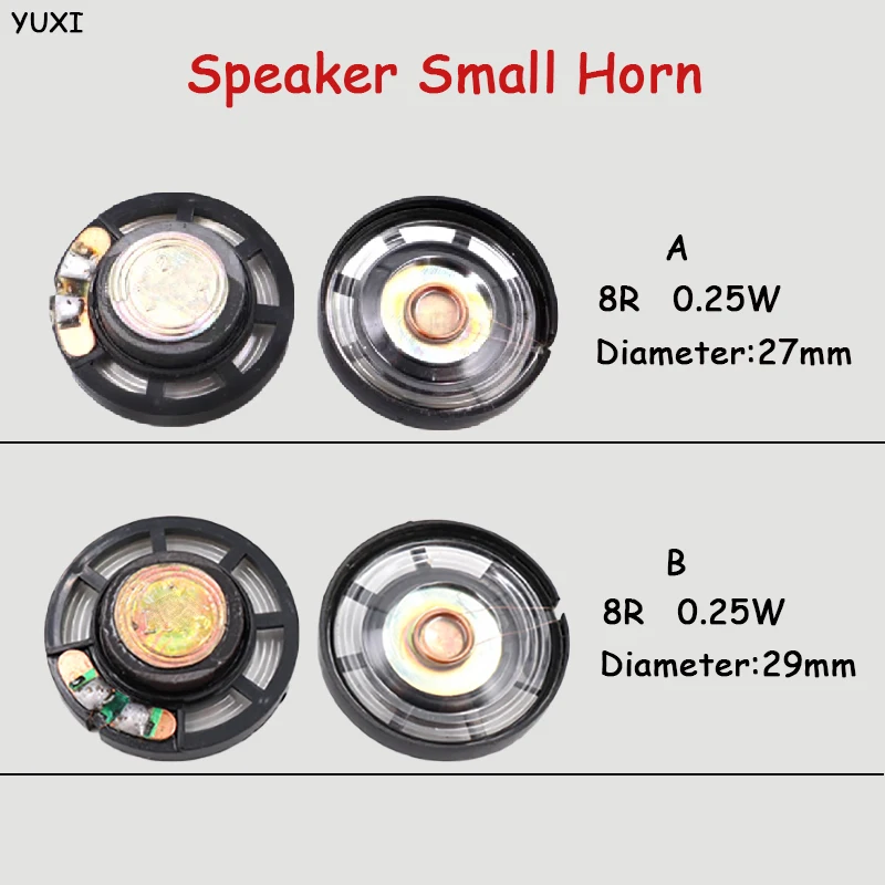 YUXI 10PC Speaker Small Speaker For 8 Ohms 0.25W Diameter 27/29mm For  Toy Speaker Plastic Outer Magnet