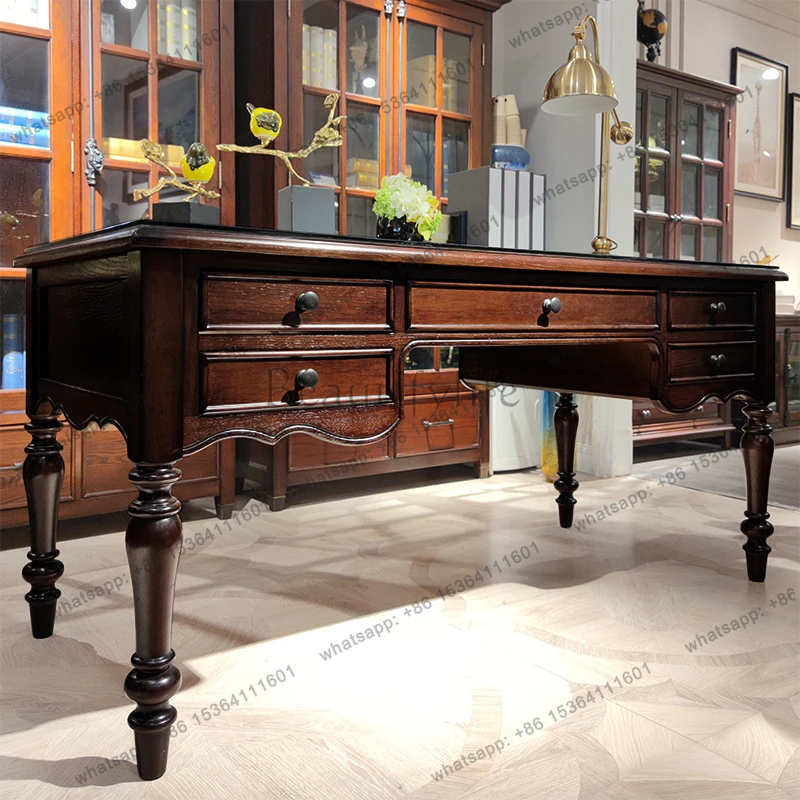 American all-solid wood light luxury household simple computer writing desk small apartment walnut