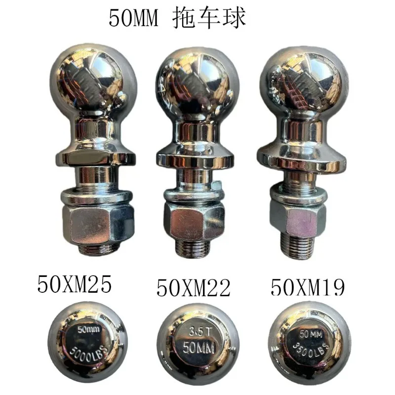 50mm Trailer Hitch Ball M25 Thread 5000LBS Heavy‑Duty Towing Ball Connector For Car RV Yacht Trailer