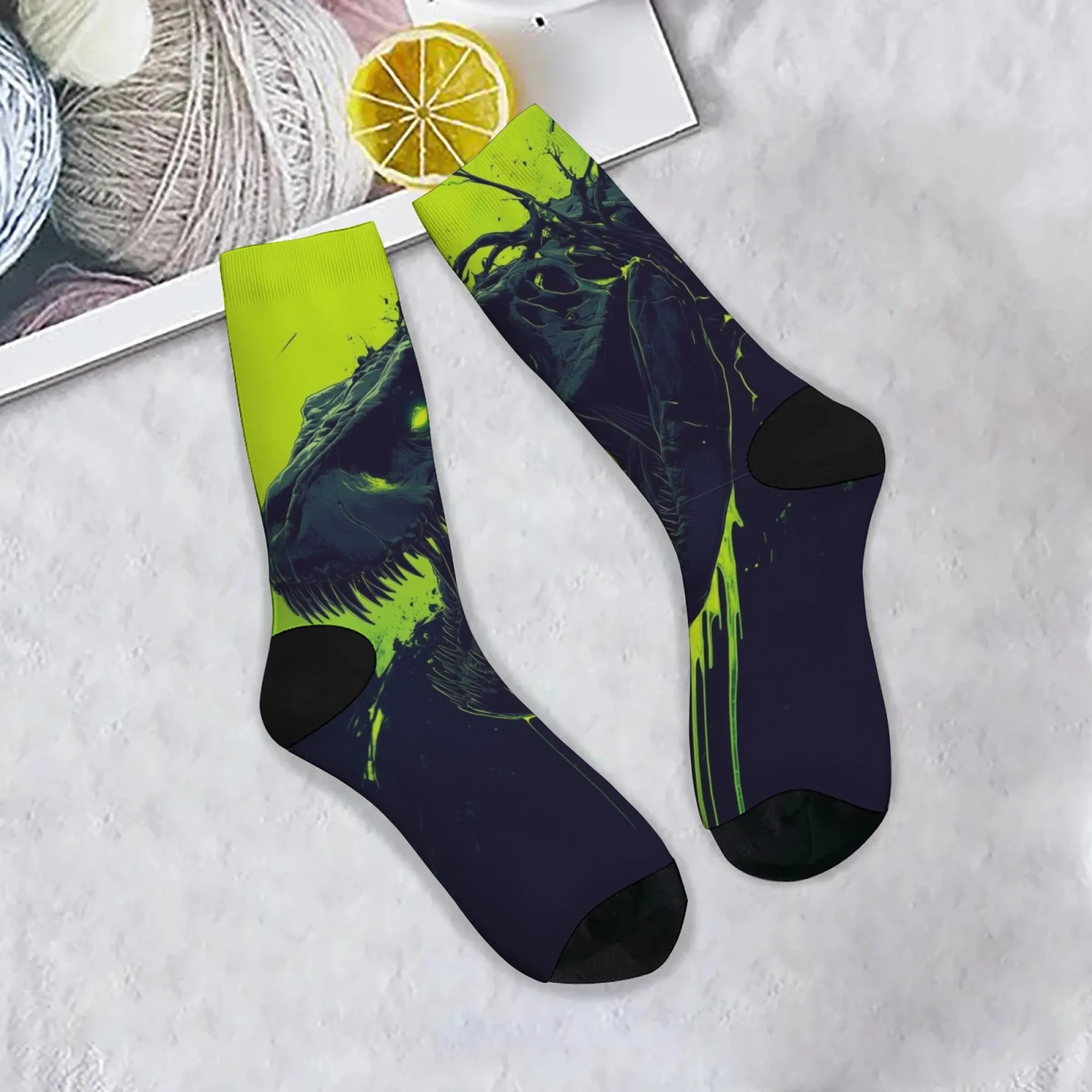 

Мужские винтажные мягкие теплые удобные носки с принтом черепа монстра в стиле ретро в стиле фэнтези для повседневной уличной одежды и повседневного обращения