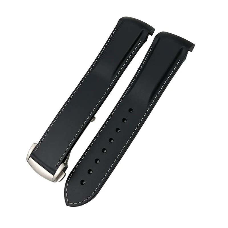 Watchband 20mm 21mm 22mm 19mm 18mm Fit for Longines Seiko 5 SKX Omega Seamaster 300 Rolex Rubber Silicone Curved End Watch Strap