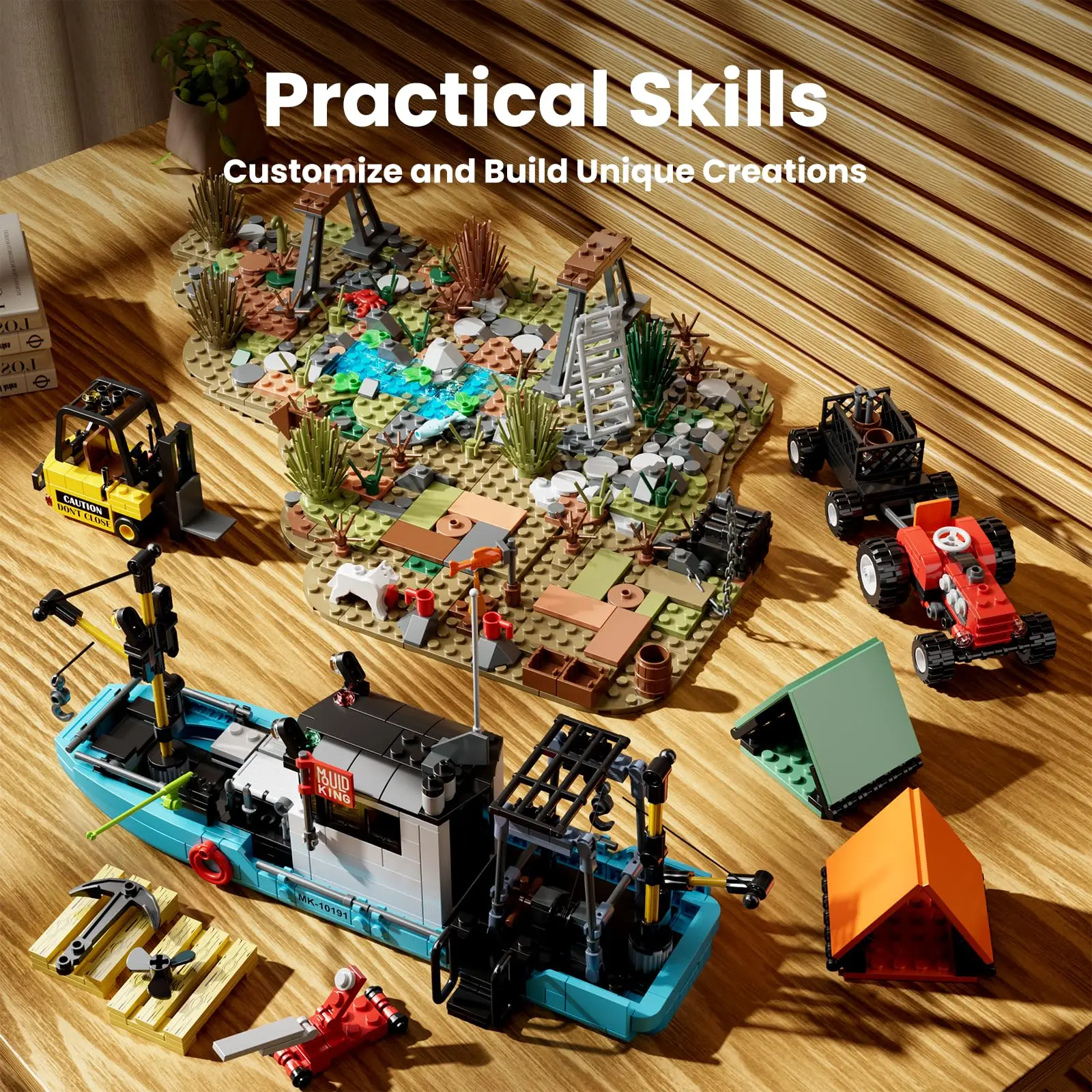 قالب الملك 10191 إصلاح ساحة بناء مجموعة قارب الصيد كتل أطقم صياد رصيف منزل نموذج الاطفال لتقوم بها بنفسك لعب الكبار الأولاد الهدايا #4