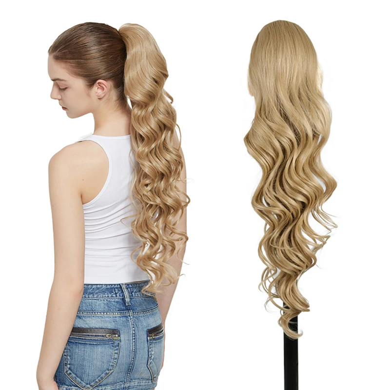 

Snowdrop Whosesale Drawstring Ponytail Natural Synthetic Clip Extensions Ombre Ash Blonde Hairpieces for Daily Use