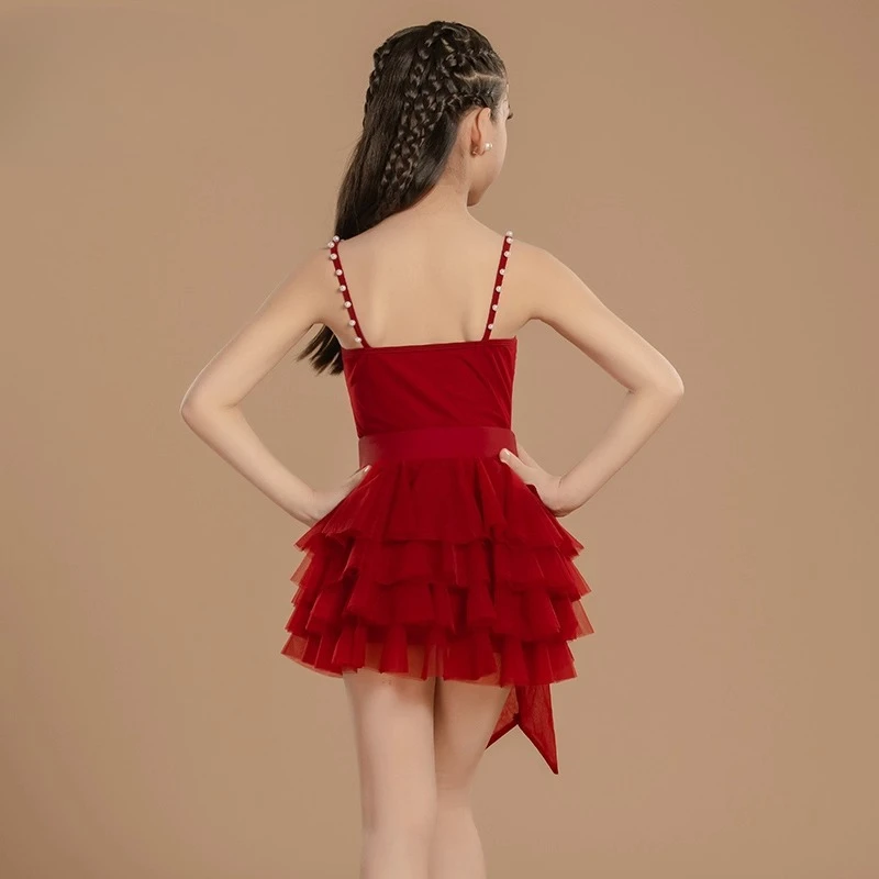 

New Latin dance costumes for girls, practice costumes, girls' two-piece halter class costumes, performance costumes