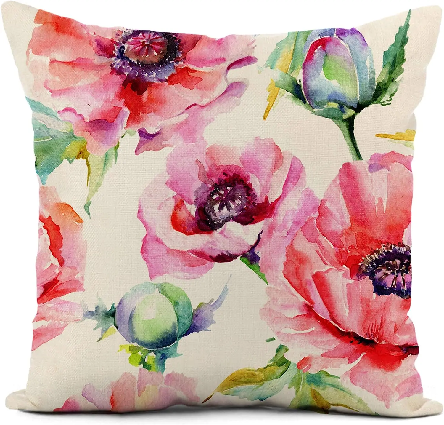 

Throw Pillowcase Watercolor Wildflower Pattern Home Decoration Square Linen Pillowcase Sofa Cushion Cover pillowcase 50*50 decor