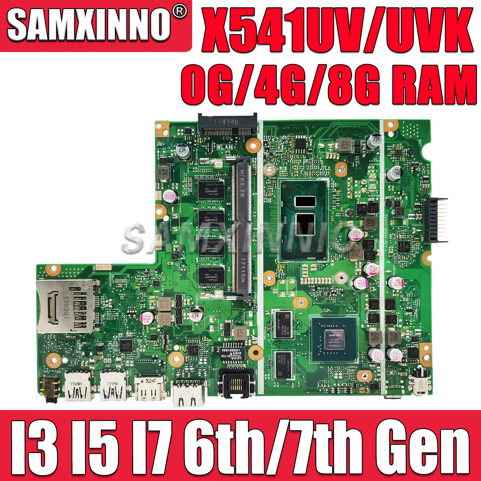 

SAMXINNO X541UV Laptop Motherboard For ASUS X541UJ X541UVK X541U F541U A541U Mainboard I3 I5 I7 CPU GT920M 4GB/8GB-RAM MAINBOARD