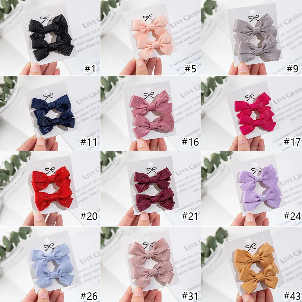 

260sets Candy Color Ribbon Hair Bows Clips For Baby Girls 5.5cm Cloth Covered Safety Hairpins Korean Tiny Hairgrips Accessories