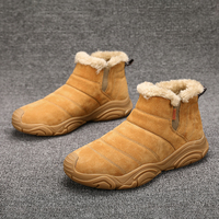 Men's Winter Thermal Snow Boots Suede Leather Anti-Slip Warm Fleece Lined Ankle Boots Outdoor Cotton Trekking Shoes Cold Weather