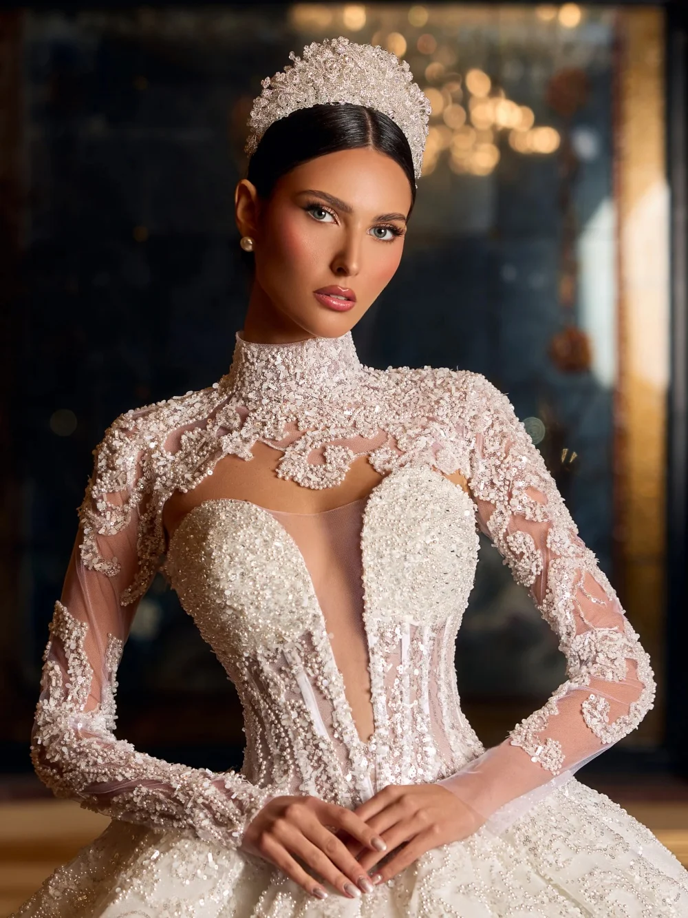 

Princess 2026 New Luxurious Wedding Dress Shinny Pearls Beads Long Bridal Gown Customized Detachable Sleeve Dresses For Bride